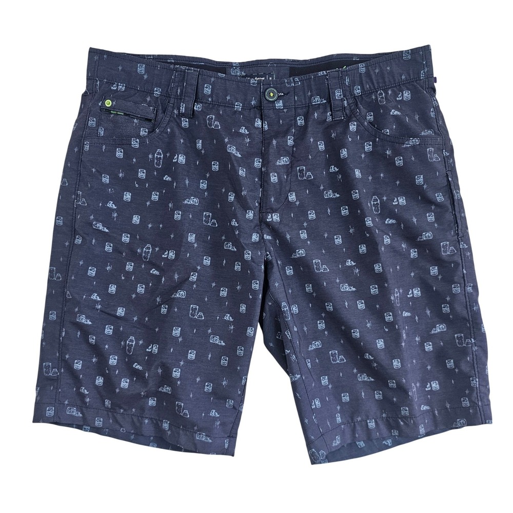 William Murray Golf Shorts Mens 36‎ Navy Blue Tiki Cocktail Print Straight Fit